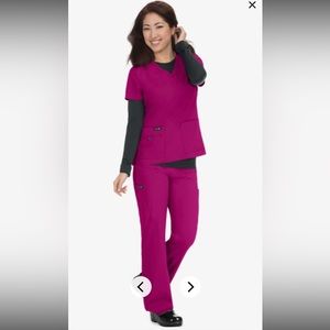 Womens pink/purple medium petite scrub set